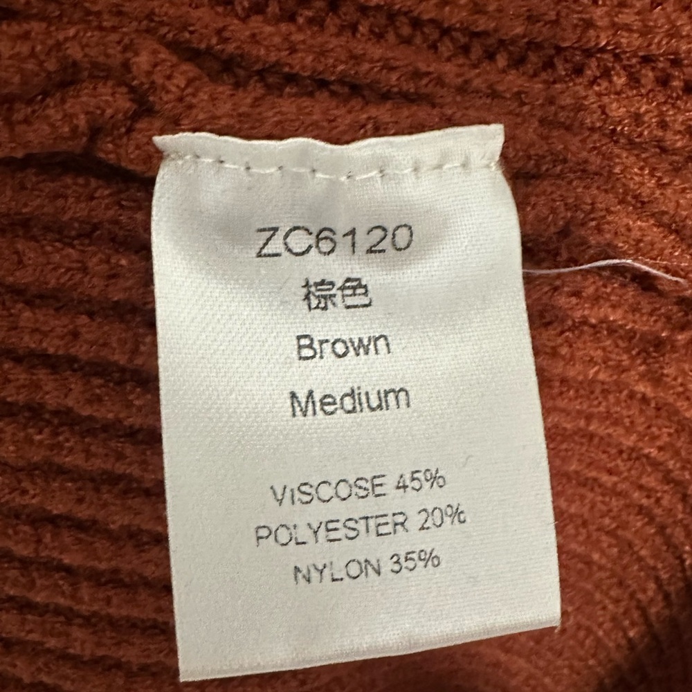 Brown Cold Shoulder Ribbed Knit Sweater – Women’s Medium, Strappy Pullover - Picture 7 of 11